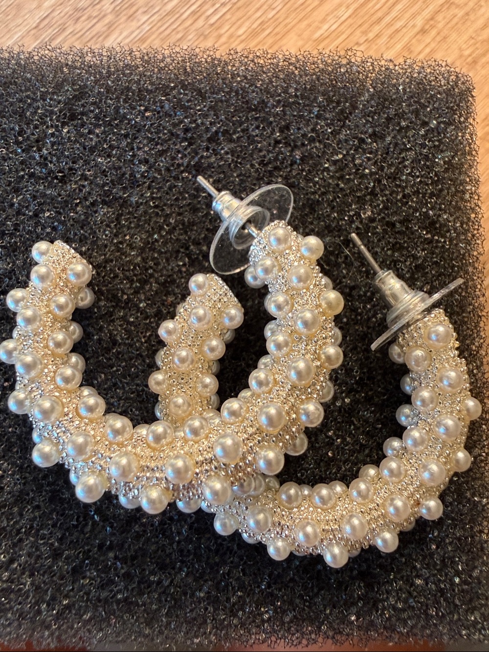 Park Lane Pearl-Cluster Hoop Earrings in White and Silver